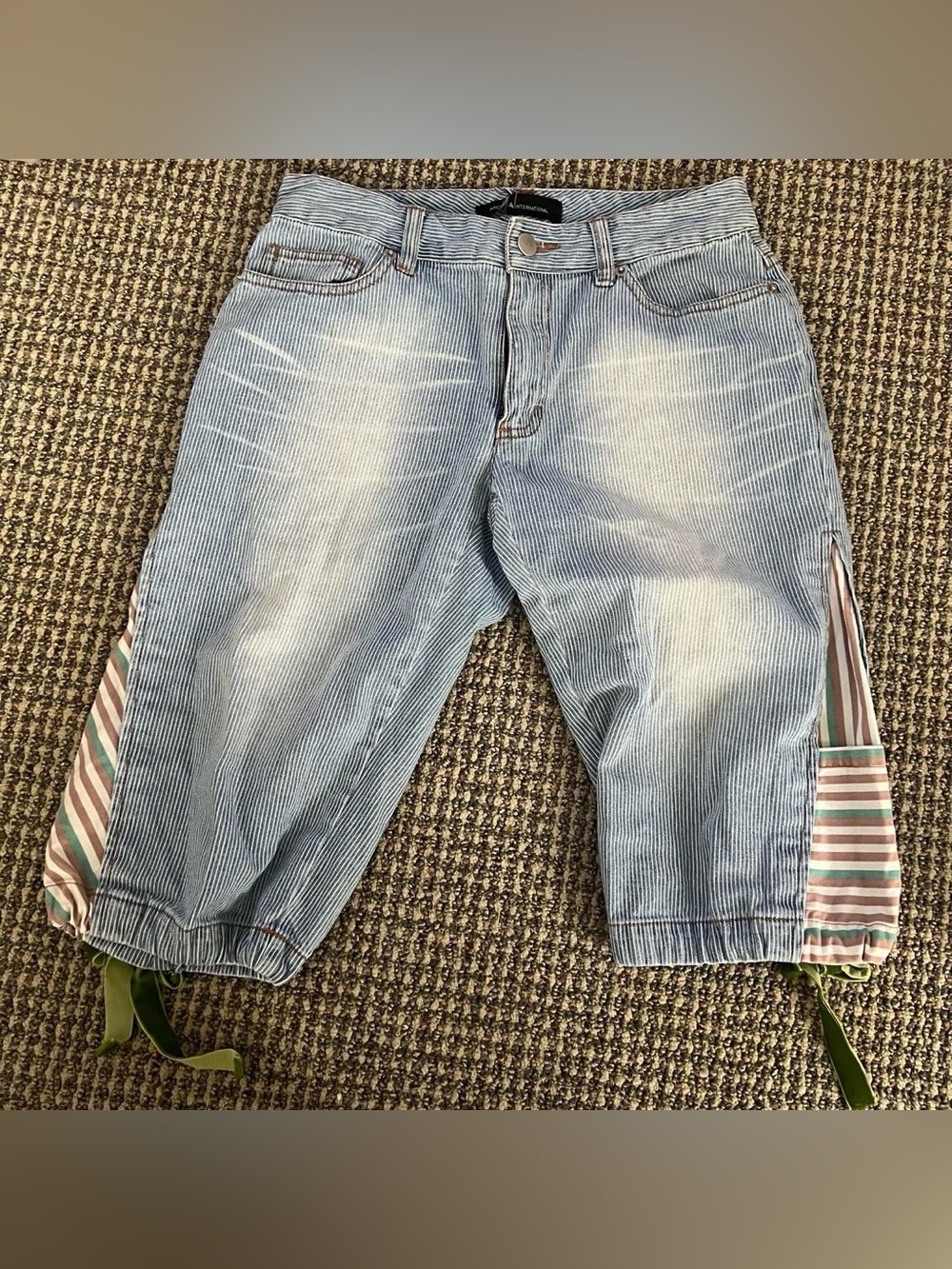 Y2K Moda International Pinstripe Embellished Jorts Women’s Jean Shorts
